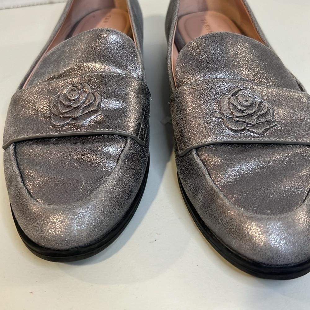 Taryn Rose Metallic Leather Loafers Size 7 5 - Picture 2 of 8